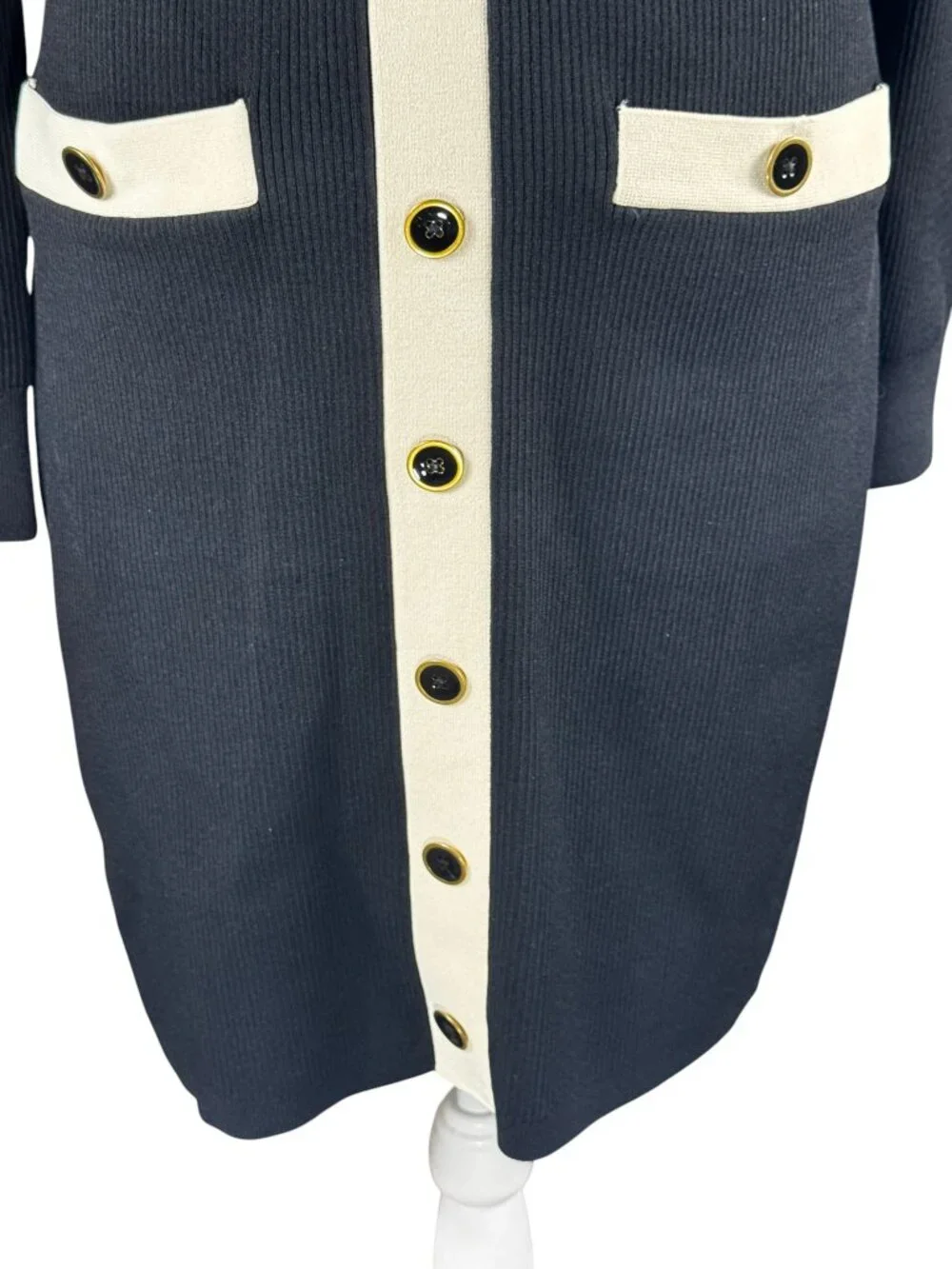 LIke new J. Crew Black & Cream BN155 Knit Dress Size Medium - Picture 7 of 13